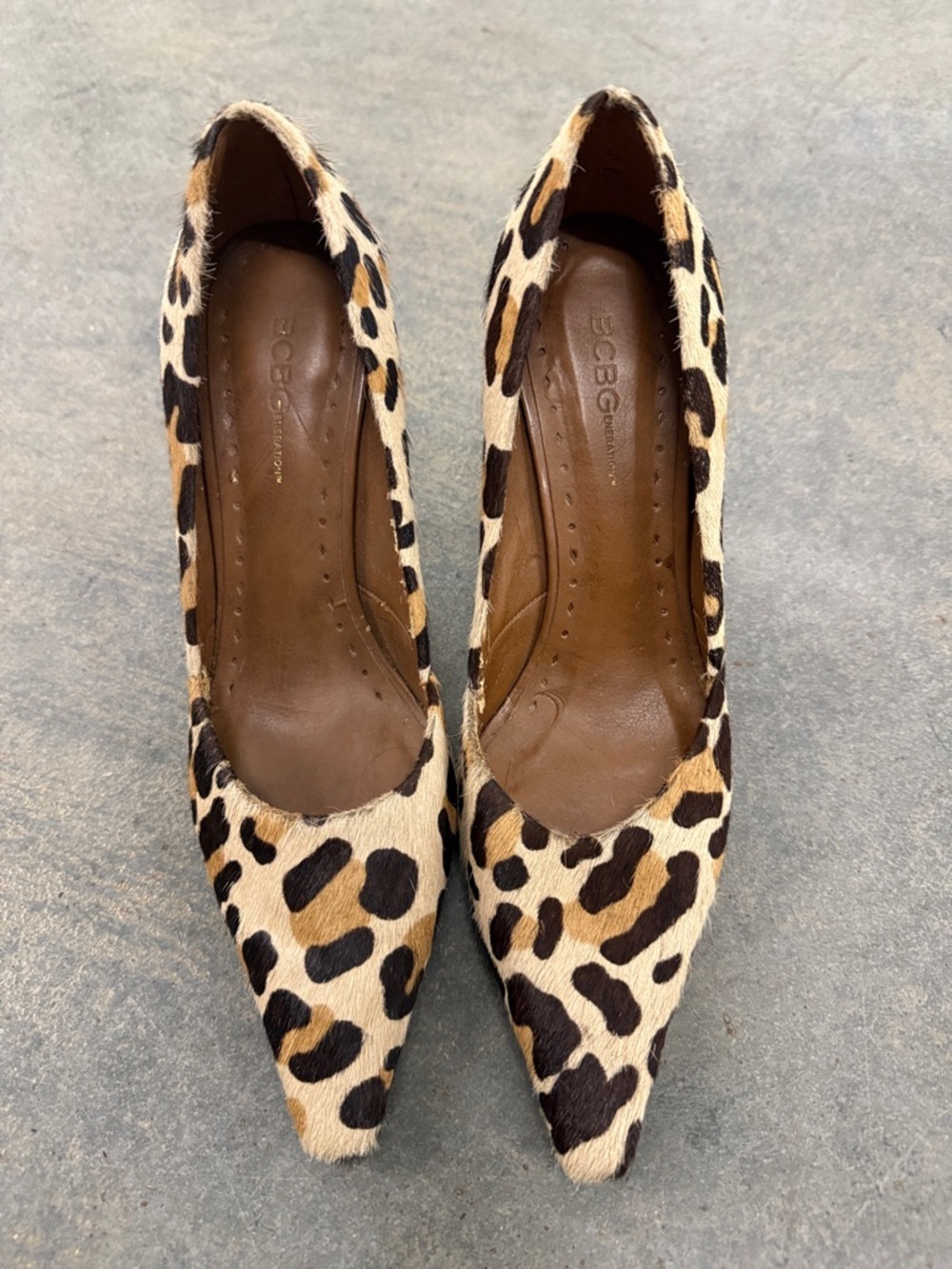 BCBGeneration Leopard Print Pointed Toe Pumps - Tan/Black